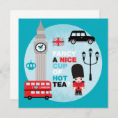 Invitation de déjeuner de goûter de Londres (Devant / Derrière)