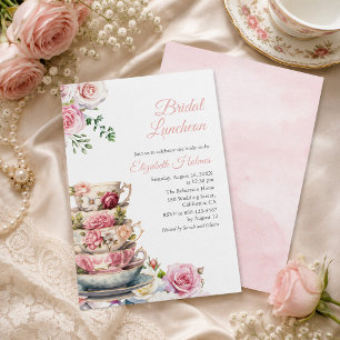 Invitation de déjeuner de mariage à la tasse de th