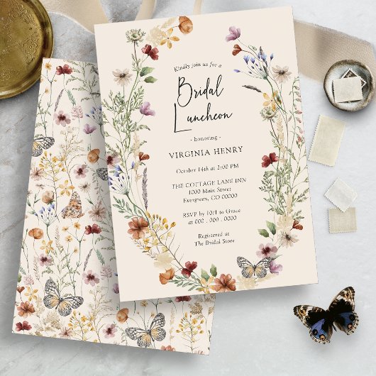 Invitation de déjeuner de mariage bohème florale