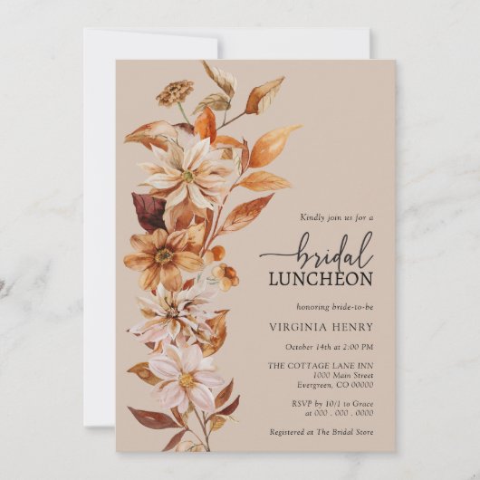 Invitation de déjeuner de mariage rustique (Devant)