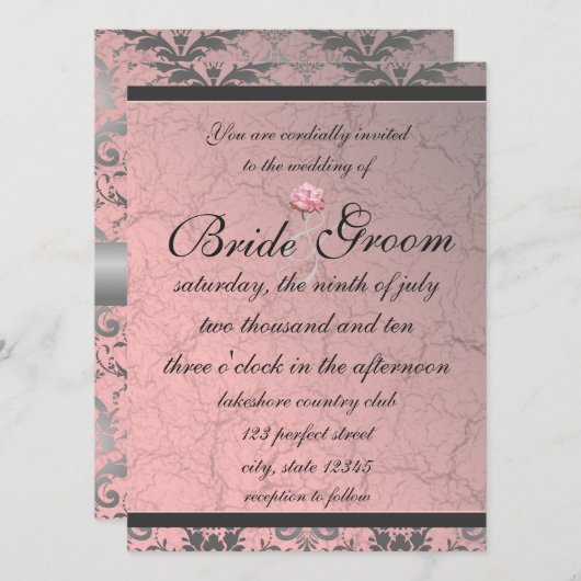 Invitation de Demask Grunge Rose (Devant / Derrière)