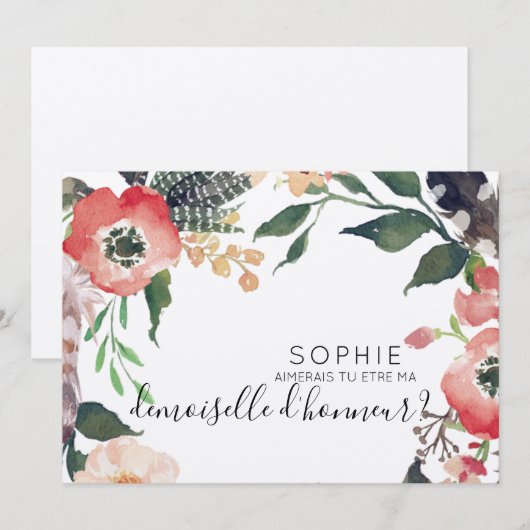 invitation de demoiselle d'honneur à personnaliser (Devant / Derrière)