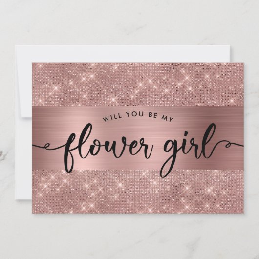 Invitation de demoiselle d'honneur chic en or rose (Devant)