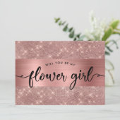 Invitation de demoiselle d'honneur chic en or rose (Debout devant)