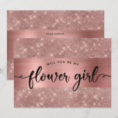 Invitation de demoiselle d'honneur chic en or rose (Devant / Derrière)