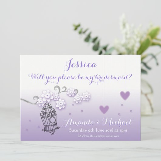 Invitation de demoiselle d'honneur de mariage sur (Debout devant)