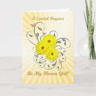 Invitation de demoiselle d'honneur, fleurs jaunes