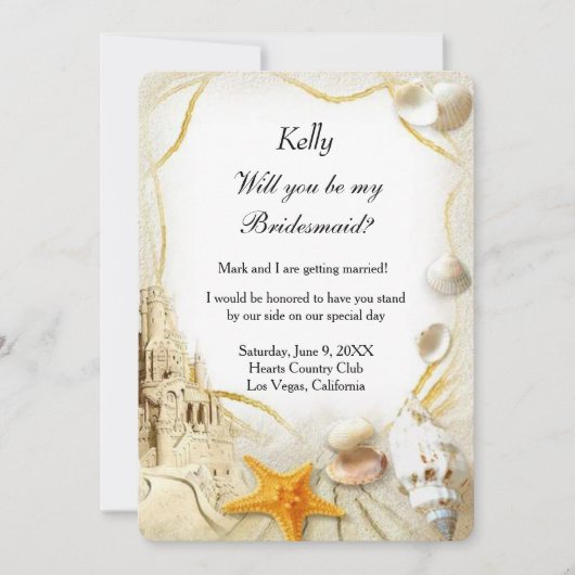 Invitation de demoiselle d'honneur pour mariage au (Devant)