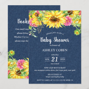 Invitation de Denim Baby shower avec des tournesol