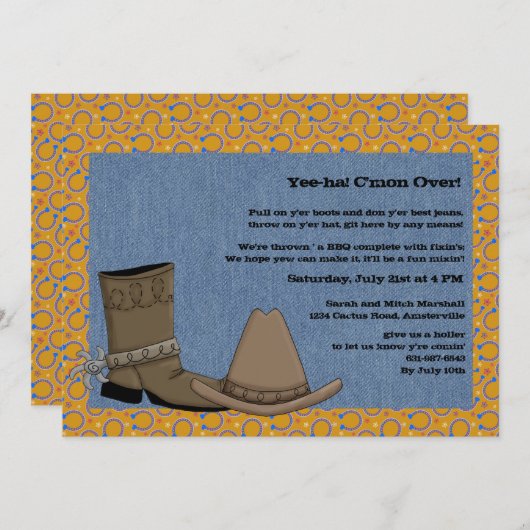 Invitation de Denim Cowboy (Devant / Derrière)