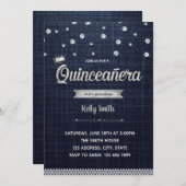 Invitation de Denim et de Diamant Quinceañera (Devant / Derrière)