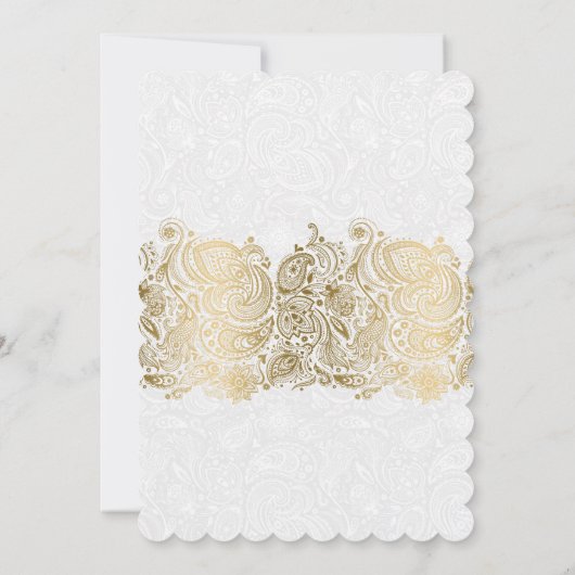 Invitation de dentelle blanche et or (Dos)