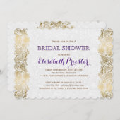 Invitation de dentelle blanche et or (Devant / Derrière)