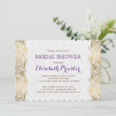 Invitation de dentelle blanche et or (Debout devant)