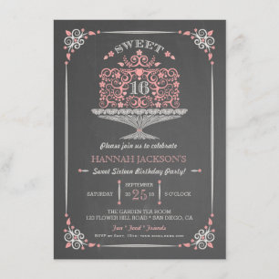 Invitation de dentelle de gâteau de sweet sixteen