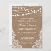 Invitation de dentelle de Mariage rustique Burlap (Devant)