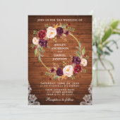 Invitation de dentelle en bois de Mariage rustique (Debout devant)