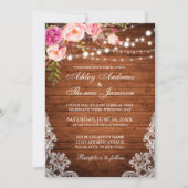 Invitation de dentelle fleurie Rustique Mariage (Devant)