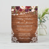 Invitation de dentelle florale Mariage rustique (Debout devant)