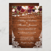 Invitation de dentelle florale Mariage rustique (Devant / Derrière)