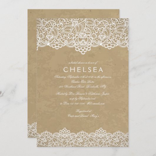 Invitation de dentelle vintage (Devant / Derrière)
