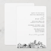 Invitation de Denver Mariage élégante Skyline (Devant / Derrière)