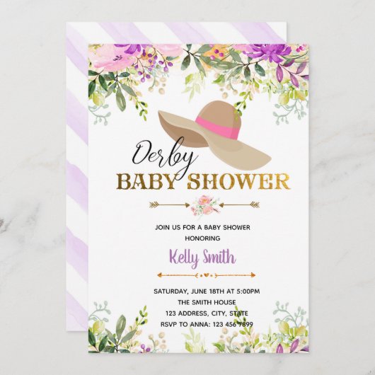 Invitation de Derby baby shower (Devant / Derrière)