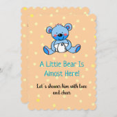 Invitation de design de Baby shower d'ours bleu do (Devant / Derrière)