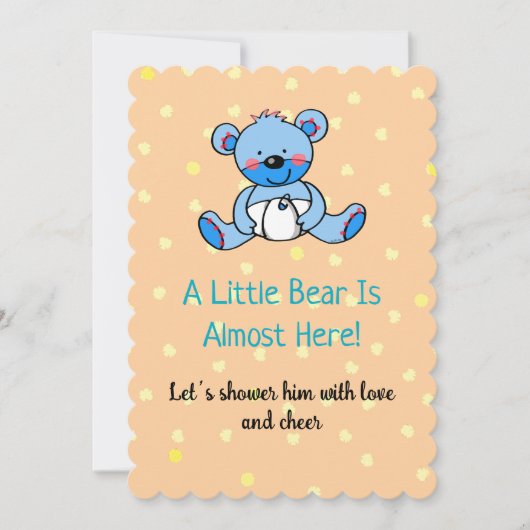 Invitation de design de Baby shower d'ours bleu do (Devant)