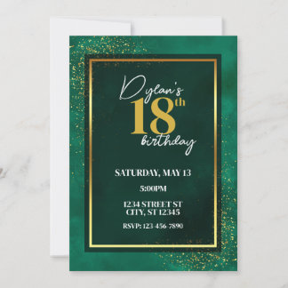 INVITATION DE DESIGN VERT ET OR
