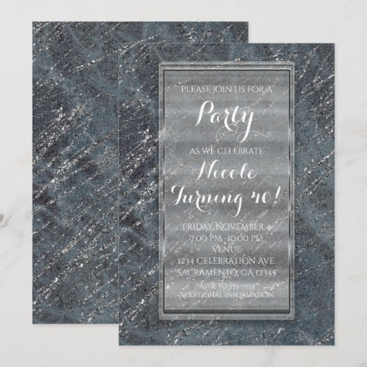 Invitation de designer en marbre moderne vert noir (Devant / Derrière)