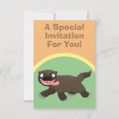 Invitation de dessin animé animal de carcajou affa (Dos)