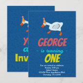 Invitation de dessin d'oiseau d'Oie d'enfant perso (Devant / Derrière)