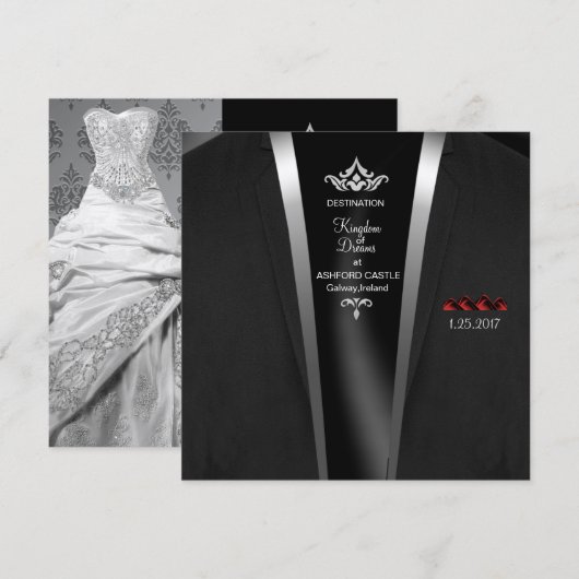 Invitation de destination Cravate noire (Devant / Derrière)