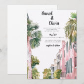 Invitation de destination de mariage à Charleston (Devant / Derrière)
