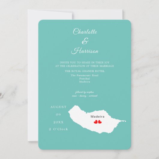 Invitation de destination Mariage Madeira (Devant)