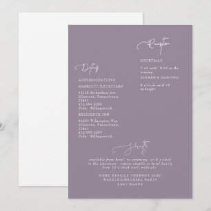 Invitation de détail de mariage lavande élégante