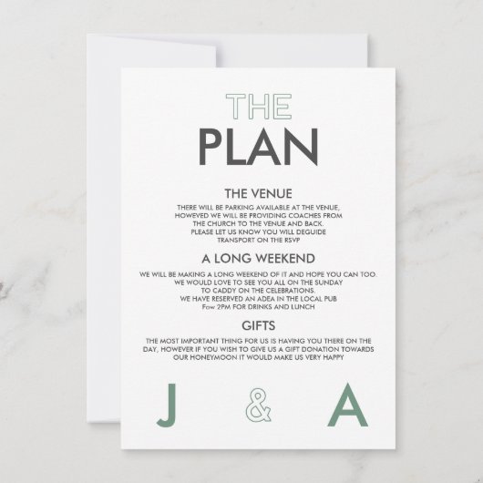 Invitation de détails de mariage minimal de couleu (Dos)
