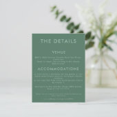 Invitation de détails de mariage minimal sarcelle (Debout devant)