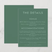 Invitation de détails de mariage minimal sarcelle (Devant / Derrière)