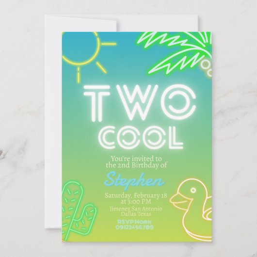 Invitation de deux Cool 2e anniversaire (Devant)