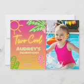 Invitation de deux Cool Neon Pool avec photo (Devant)