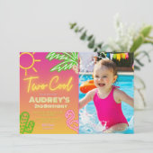 Invitation de deux Cool Neon Pool avec photo (Debout devant)