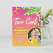 Invitation de deux Cool Neon Pool avec photo (Debout devant)