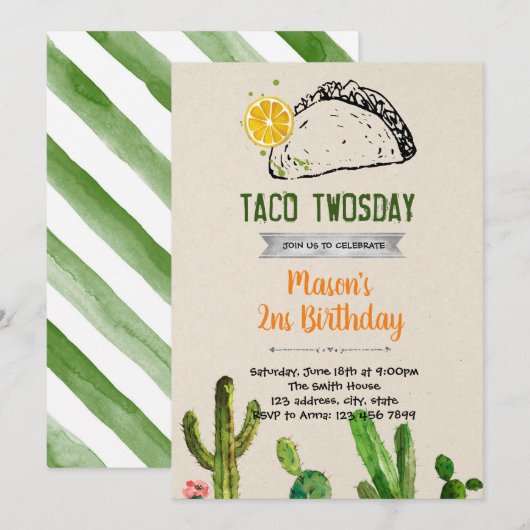 Invitation de deux jours à Taco (Devant / Derrière)