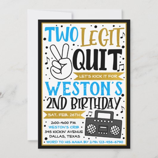 Invitation de deux Legit to Quit, Invitation du 2e (Devant)