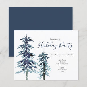 Invitation de deux pins d'hiver aquarelle