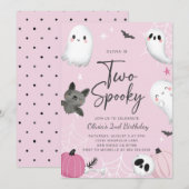 Invitation de deuxième anniversaire de deux fantôm (Devant / Derrière)