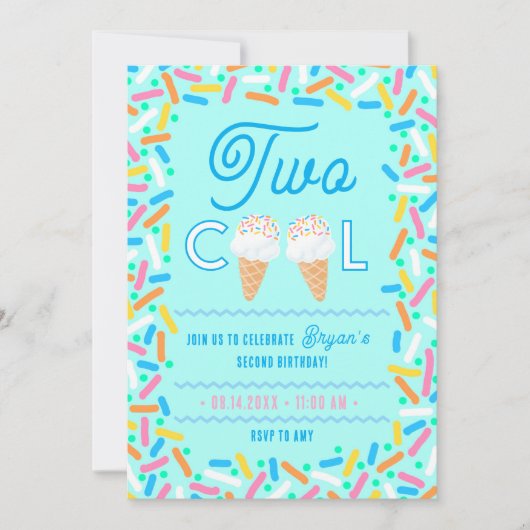 Invitation de deuxième anniversaire Two Cool glace (Devant)