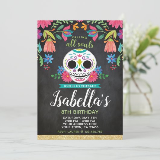 Invitation de Dia de los Muertos Birthday (Debout devant)
